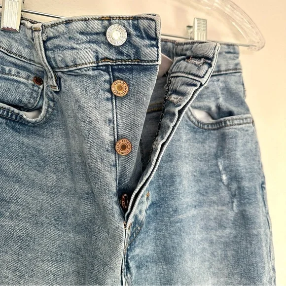 H&M Distressed Button Up Blue Jeans | Size 4 - Picture 2 of 7